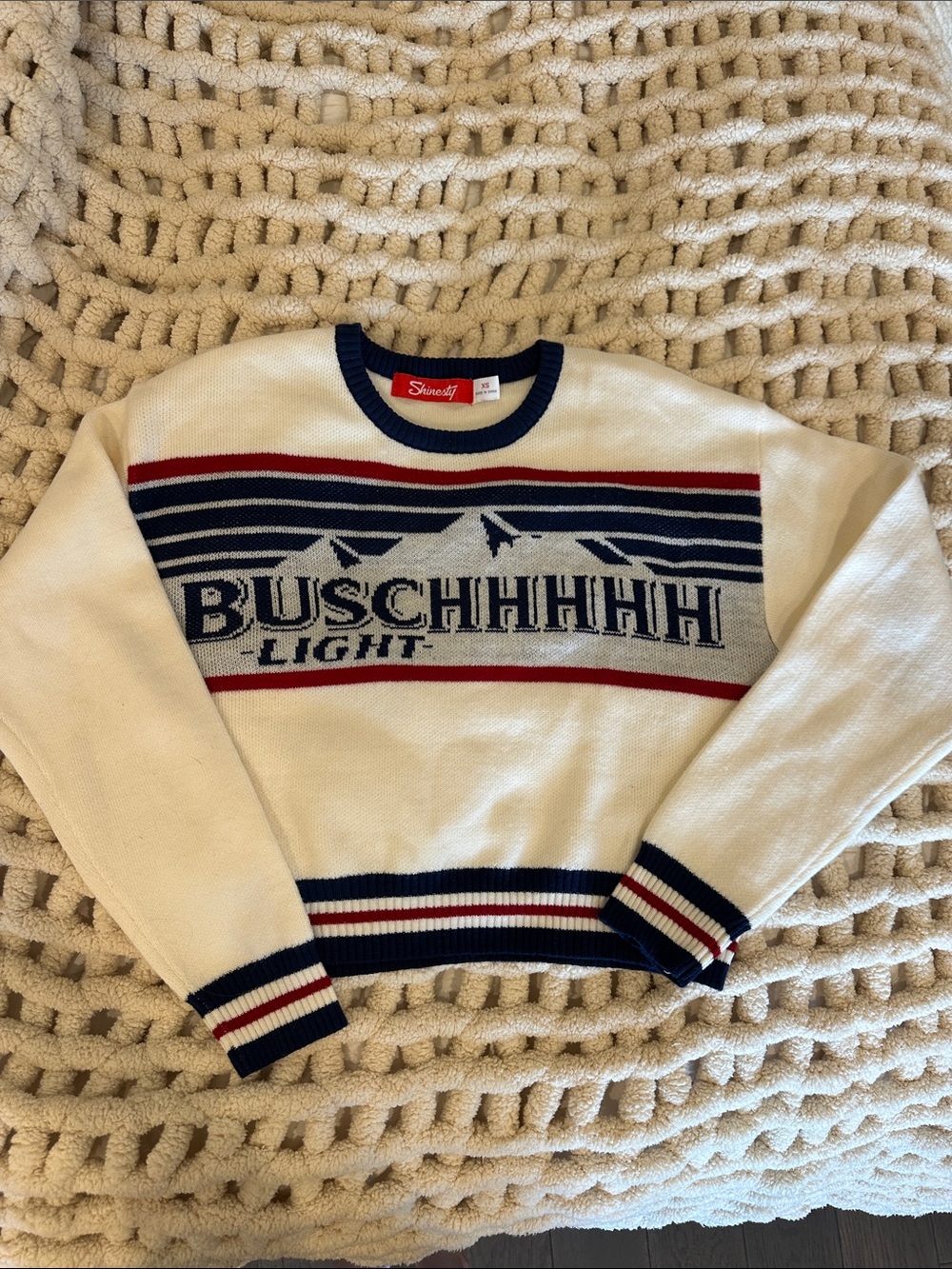 Busch Light Logo Cream Knit Sweater by - Picture 2 of 5